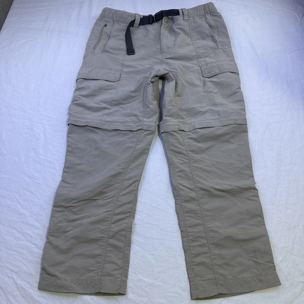 The North Face Convertible Cargo Pants Men's LARGE  Hiking Belted TAN